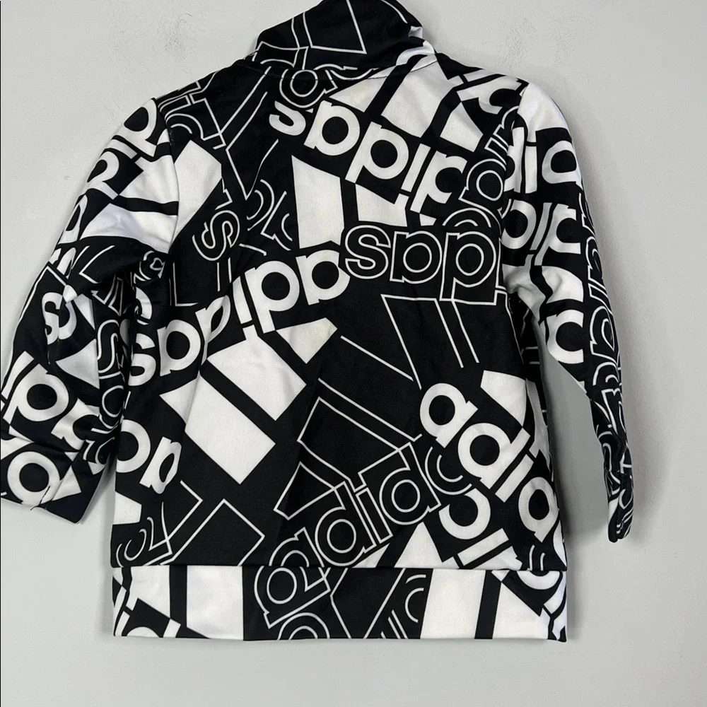 Adidas Kids Monochrome Graphic Black White Matching Tracksuit Jacket Pants 12 Mo